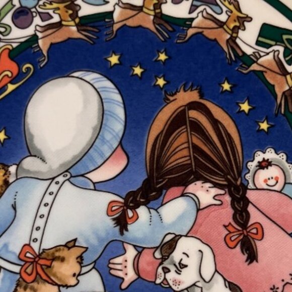 Vtg 1989 WATKINS Country Kids "Christmas Wish" Ceramic Recipe Pie Plate 10.75" D - Picture 6 of 14